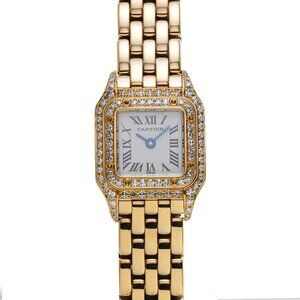 CARTIER Mini PANTHERE Double Bezel Diamond Full Frame WF3141B9 White/Blanc L...